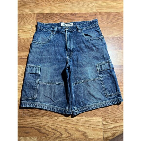 Vintage Y2K PhysSci Skater Cargo Jeans Shorts - Picture 1 of 7